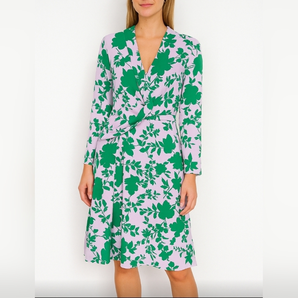 ASOS Floral Wrap Dress in Green and White Size 12